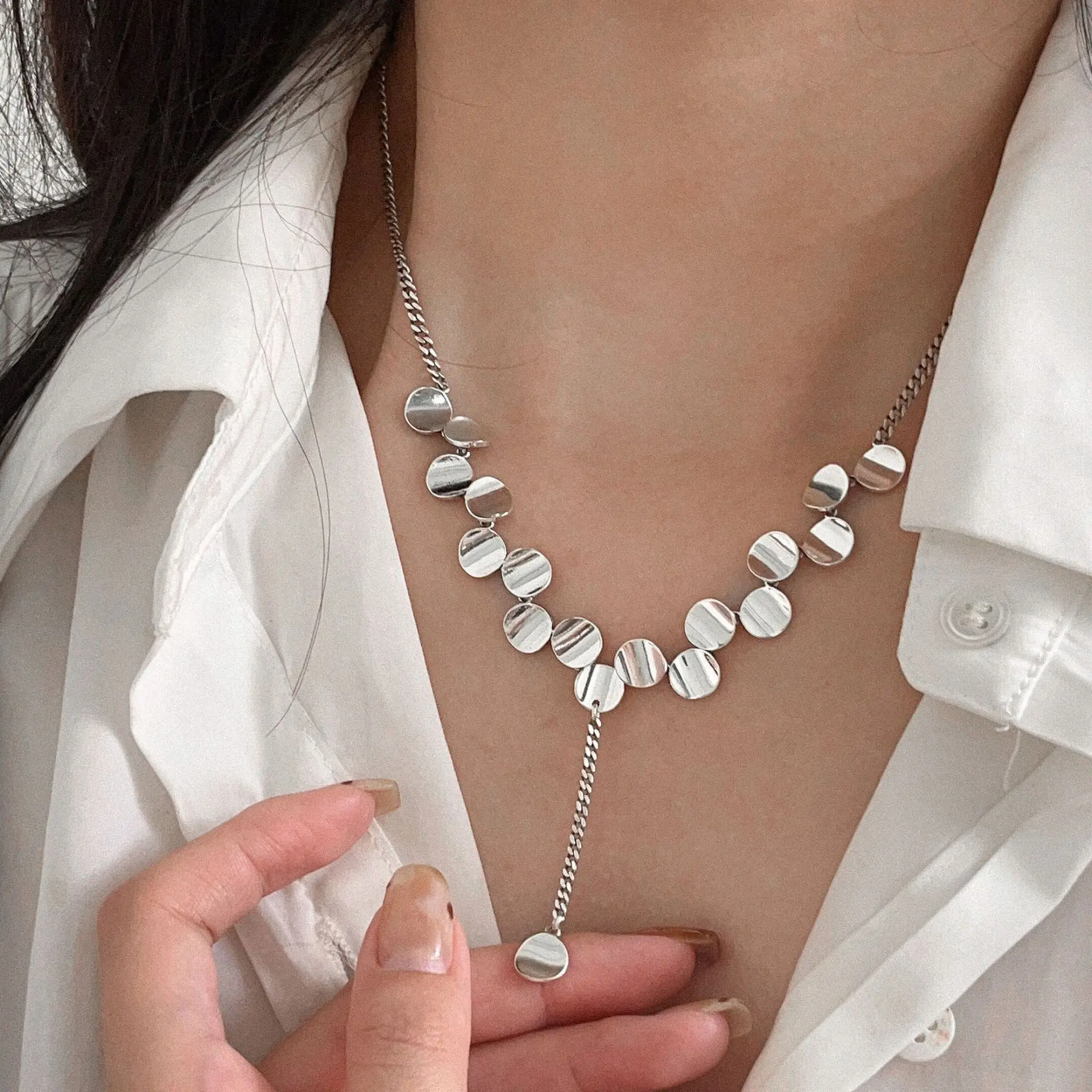 

Sterling Silver Minimalist Spliced Irregular Premium Necklace