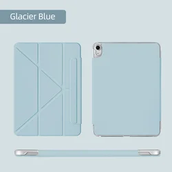 Clear Corner Case - Magnetic Buckle, Lens Guard, Scratch & Drop Resistant, Y - Fold, Auto Wake/Sleep for iPad Air 4 5 6 7 (Glacier Blue)