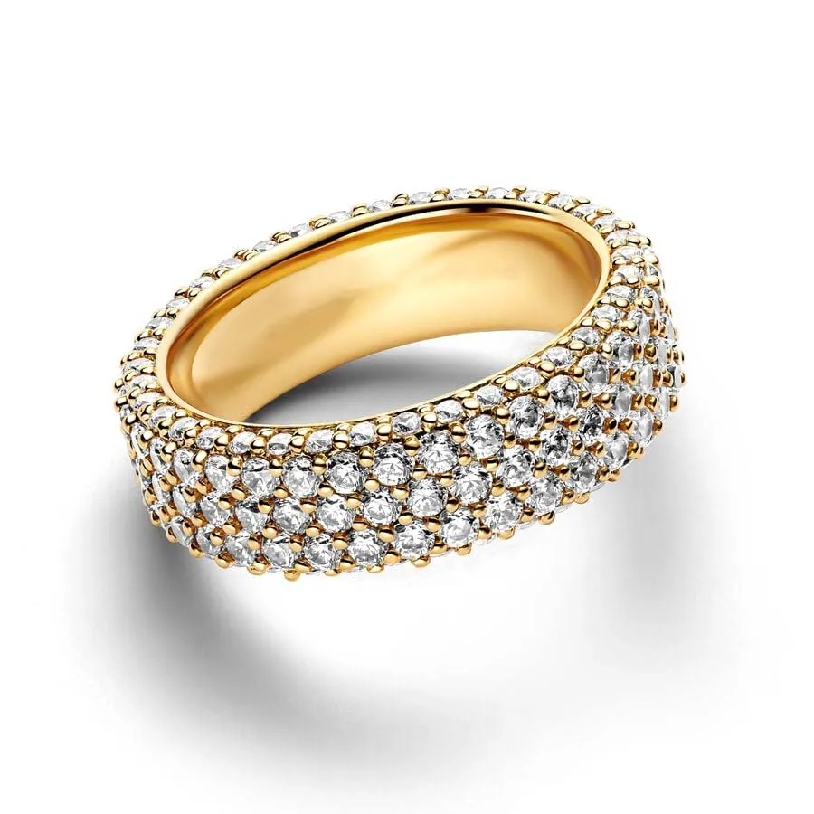 Disney Organically Shaped Heart Finger Ring Row Of Hearts Timeless Pav&eacute; Triple-row Fit Women's Birthday Jewelry Gifts