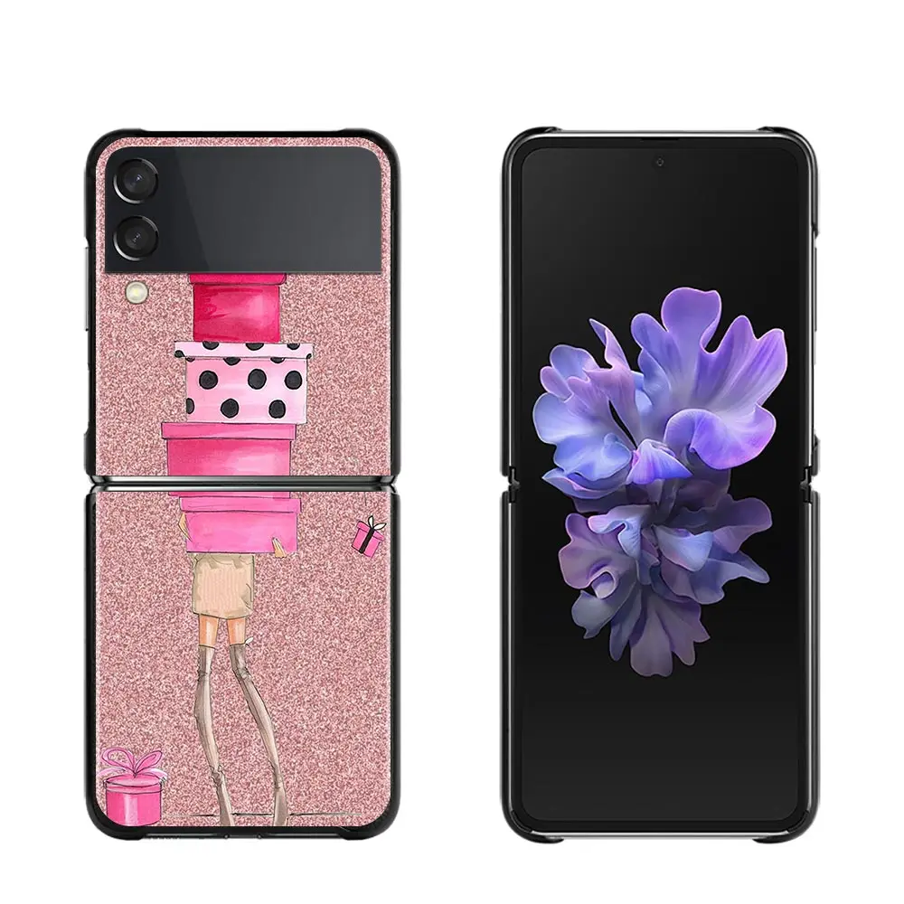 case for galaxy z flip3 Phone Case For Samsung Galaxy Z Flip3 5G ZFlip z flip 3 ZF3 PC Shell Black Hard Smartphone Coque Super mom Princess Girl samsung flip3 case