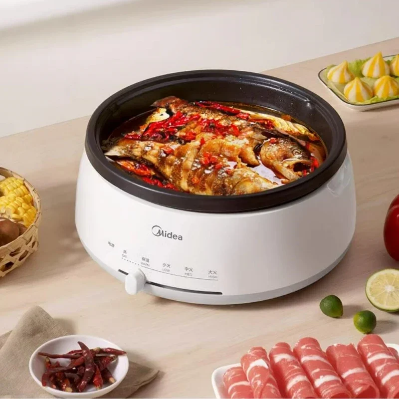 Midea 220V Electric Hotpot Household 4L Multifunctional Electric Cooking Pot Removable Electric Hot Pot Frying Pan 3