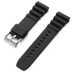 Premium Waterproof Silicone Watch Band - Dive - Ready Rubber Strap, Universal Fit - 22mm (Black)