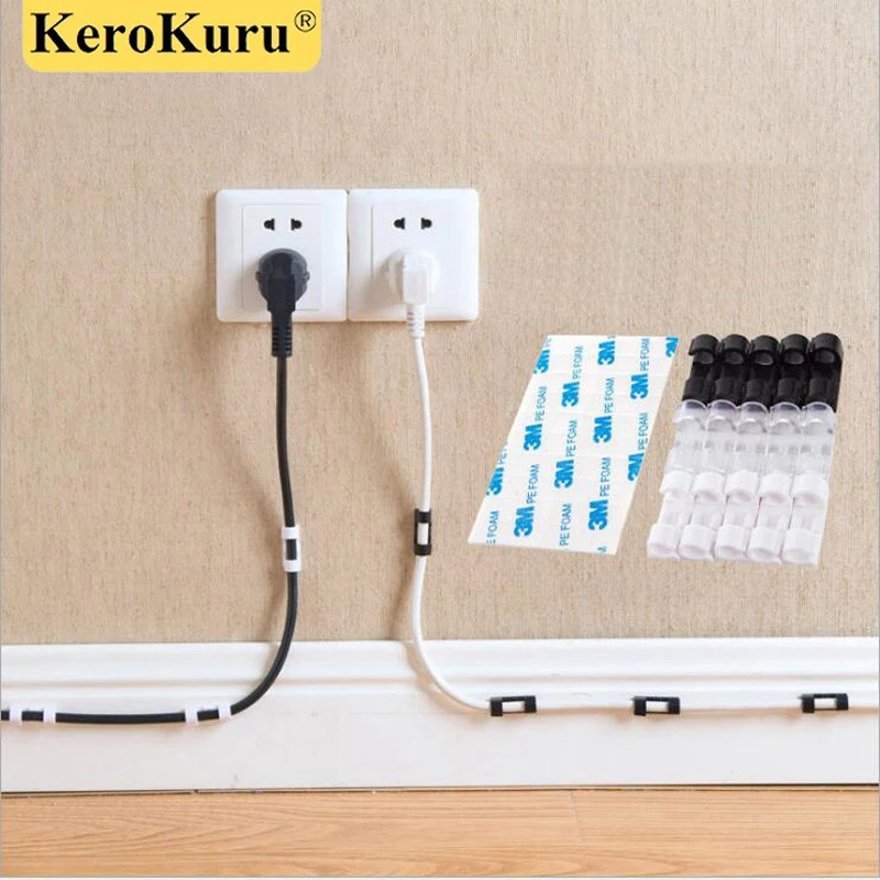 Cable Organizer Clips Cable Management Desktop & Workstation ABS Wire Manager Cord Holder USB Charging Data Line Bobbin Winder