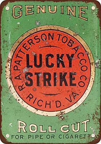 

Lucky Strike Pipe and Cigarette Roll Cut Tobacco Vintage Look Reproduction Metal Tin Sign garag decor plate
