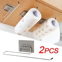 Kitchen Bathroom Roll Paper Towel Holder Drilling Free Wall Hook Type Stainless Steel Storage Hooks Rack Toilet Accessories 1