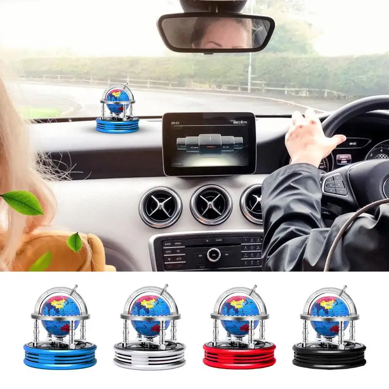 

Solar Car Air Freshener Rotating Aromatherapy Aroma Diffuser Globe Shape Silent portable Auto Accessories Interior decor