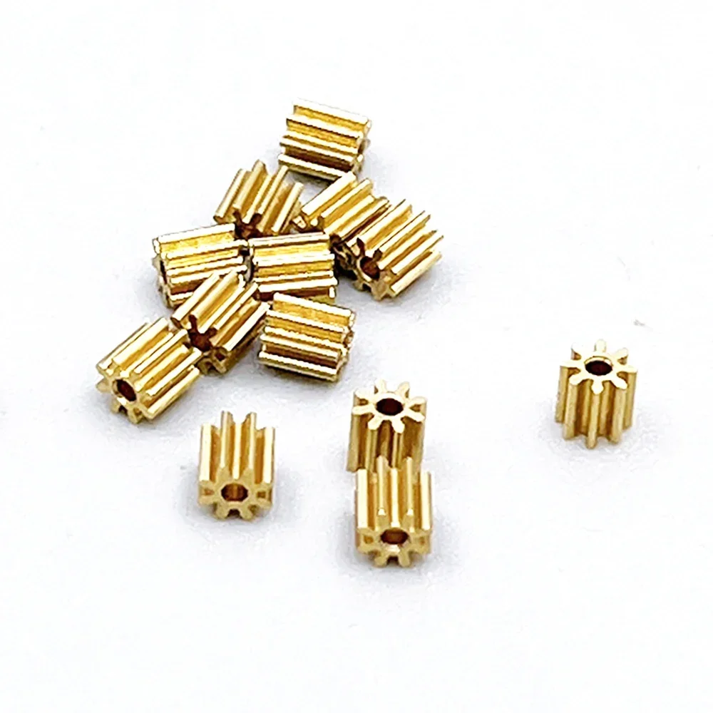 Engranaje de cobre de Metal para eje de 1mm, 0,3mm y 2mm, 1,5 módulos, 8T, 9T, 10T, 11T, 12T, 13T, 14T, 15T, 16T, 18T, 5 unidades por lote