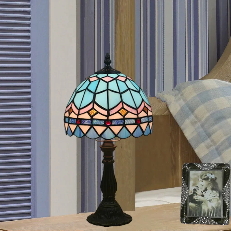 

20CM Tiffany Table Lamp Alloy Base Bedroom Bedside Lamp Creative Fashion Retro Table Lamps WF102606