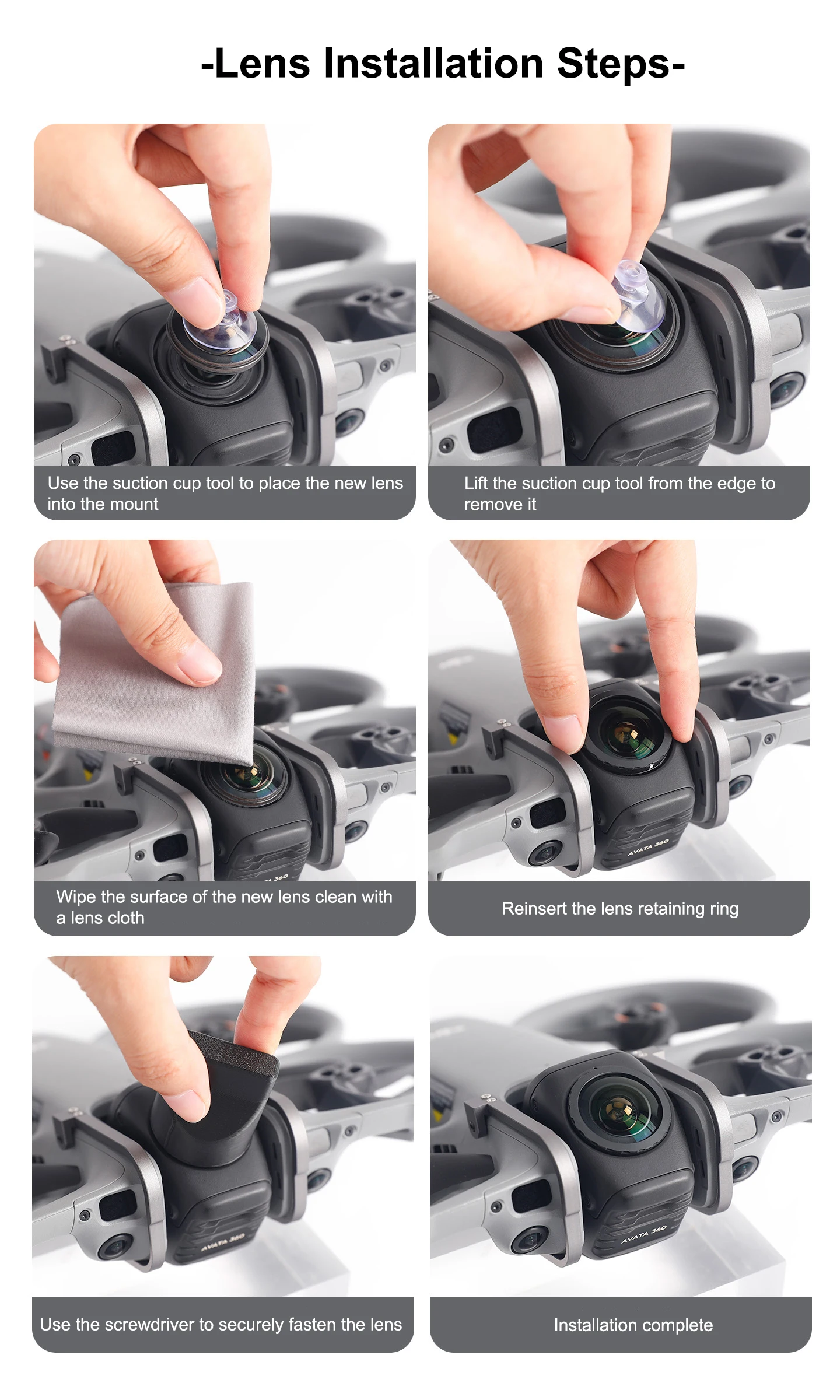 Lentille Remplacement DJI Avata 360 Verre Optique + Outils
