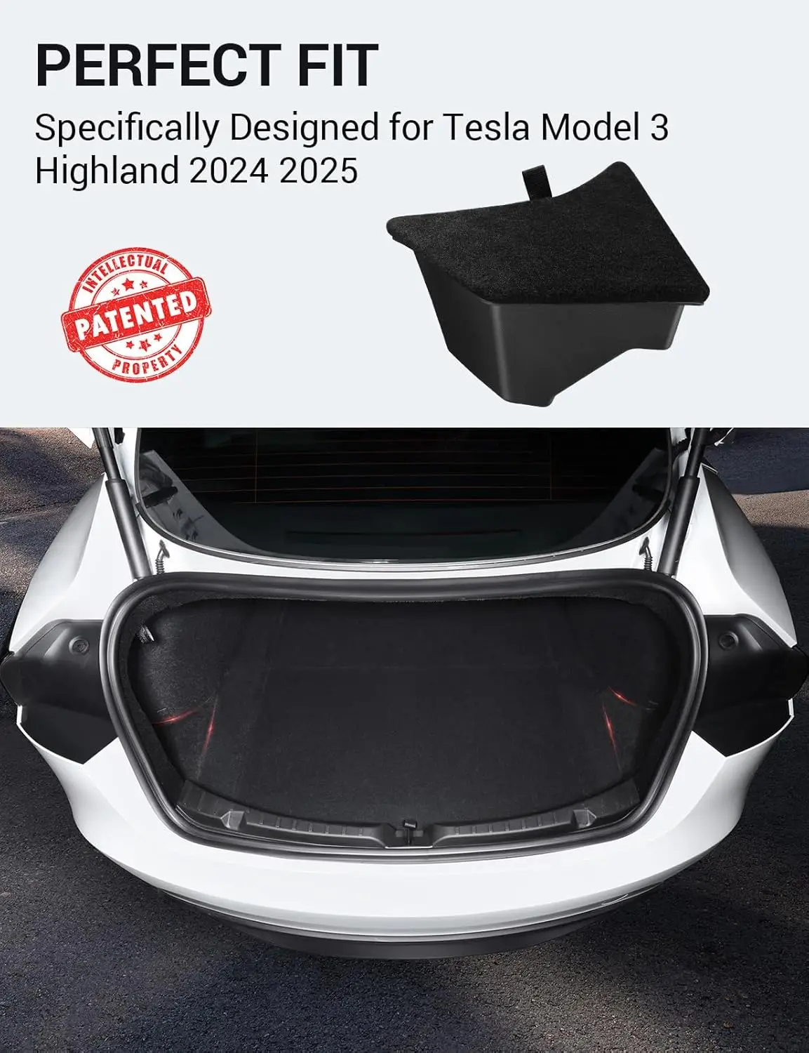 Für Tesla Model 3 Highland Kofferraum-Organizer 2023-2026 Hintere Aufbewahrungsbox Seitliche Links-Rechts-Behälter Wasserdichte Matte mit Deckeln Hintere Autobox – Detail 1