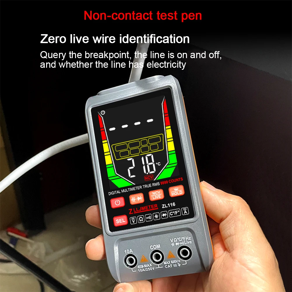 9999 Counts USB Charge Digital Multimetro True RMS Smart Auto Range test AC DC Voltage Capacitance Temp Diode Ohm Hz Meter digital multimeter multimeter tester
