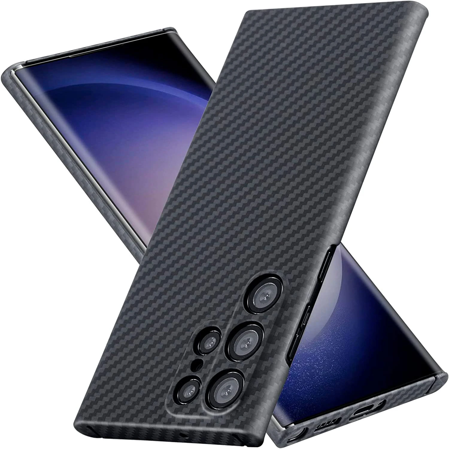 

Чехол из углеродного волокна для Samsung Galaxy S23 Ultra, легкий чехол для телефона из настоящего арамидного волокна S23 + S23 Plus с поддержкой беспроводной зарядки