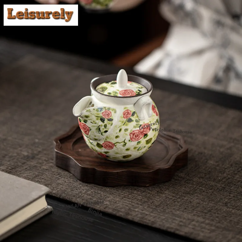 200ML Rose Handheld Teapot Traditional Tea Infuser Pot Household Tea Making Kettle With Filter Tableware Ornaments Supplies Gift