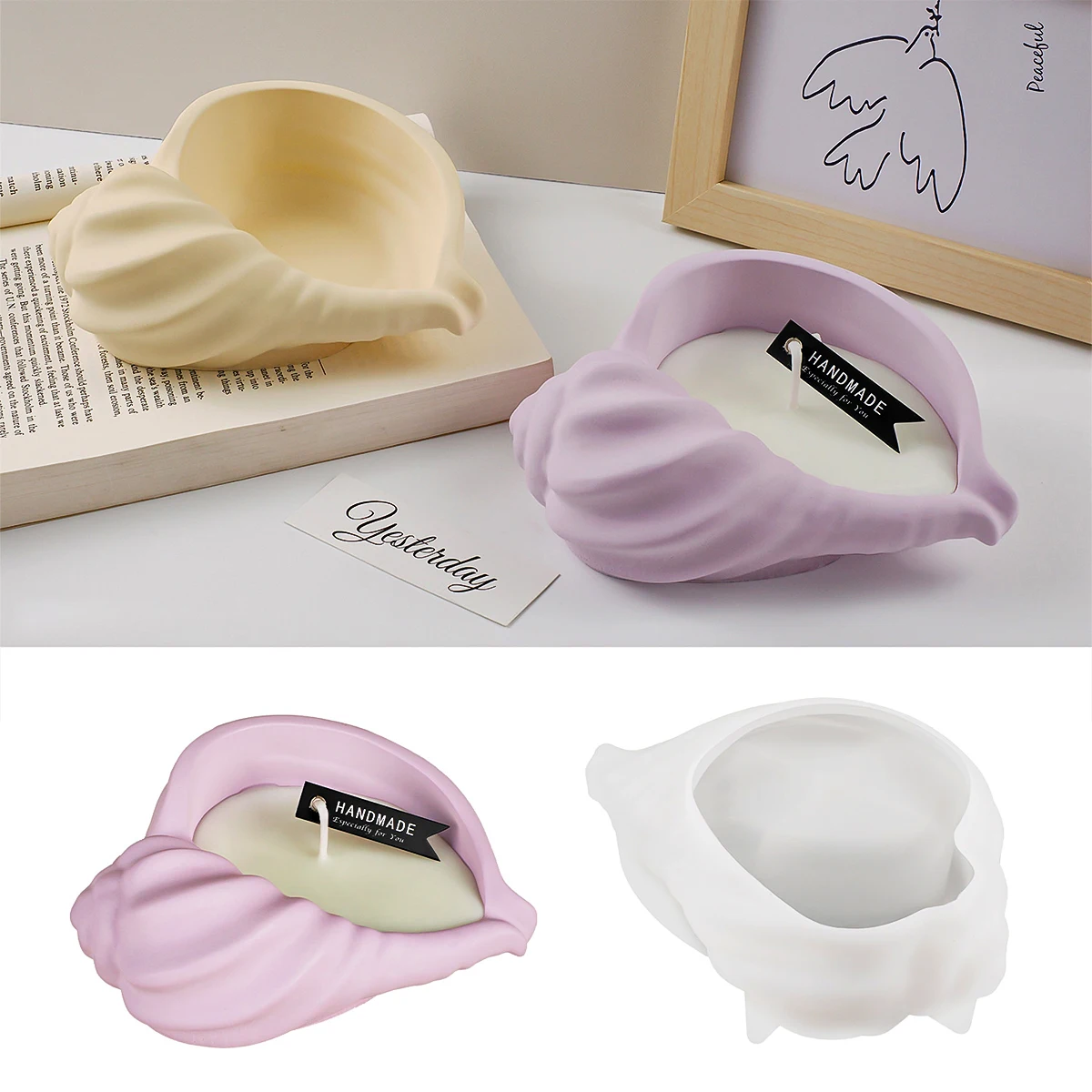 Conch Candle Jar Silicone Molds DIY Handmade Scented Wax Jewelry Storage Box Making Molds Plaster Cement Mould Home Decor Crafts