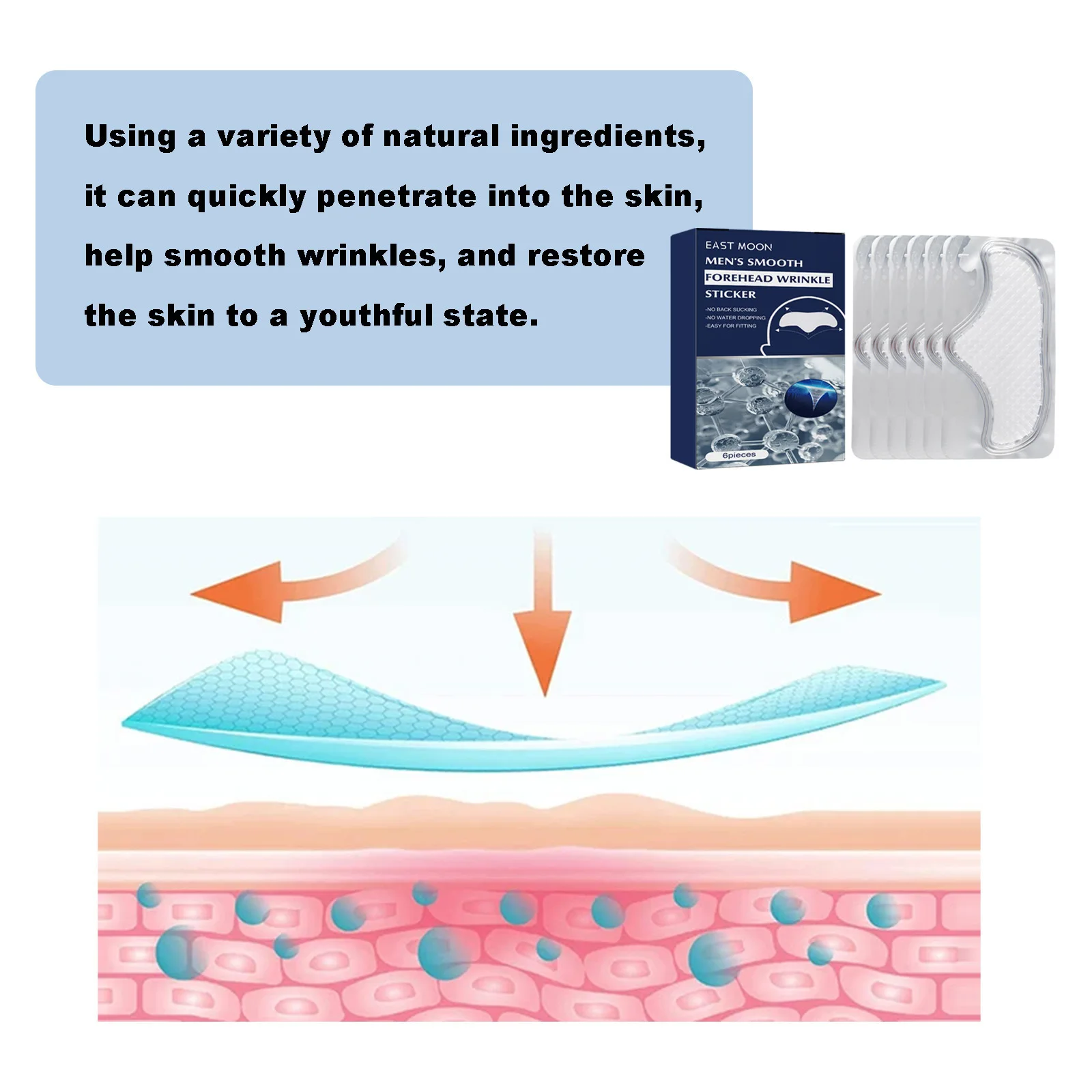 Anti Wrinkle Forehead Patch Line Removal Hyaluronic Firming Lift Up Mask Stickers Moisturizng Anti-Wrinkle Forehead Line Remover 5