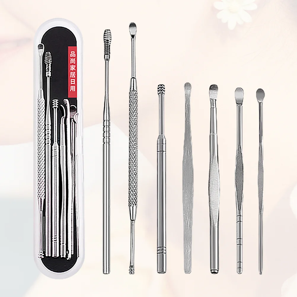 7PCS Ear Tool Sets Ear Pick Ear Wax Removal Tools Ear Spoon Ear Scraper Ear Cleaning Tools for Men Kids ( Silver ) Earwax 5