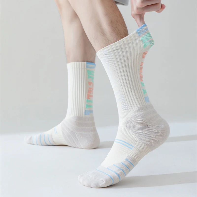 

5 Colors Sport Socks Men Botton Terry Long Socks Man Baskateball Towel Socks Male High Quality Calcetines mujer High Quality
