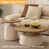 Cream Style Solid Wood Coffee Table, Living Room Home Small Apartment, Simple Tea Table, Round Coffee Table(B) 3