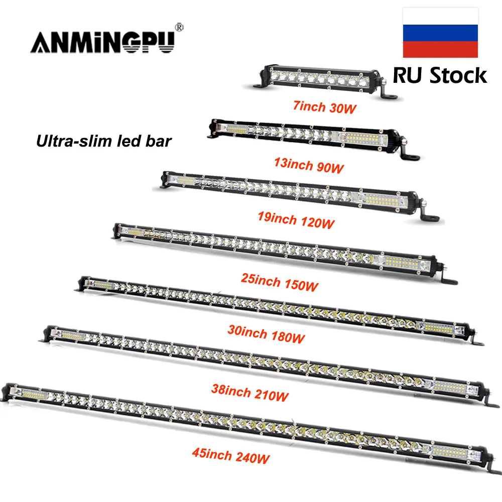 Anmingpu Slim Offroad Led Bar 12V 24V 7-50 Pollici Spot Flood Barra Led Light Bar/Work Light Per Camion 4X4 Atv Car Driving Fendinebbia