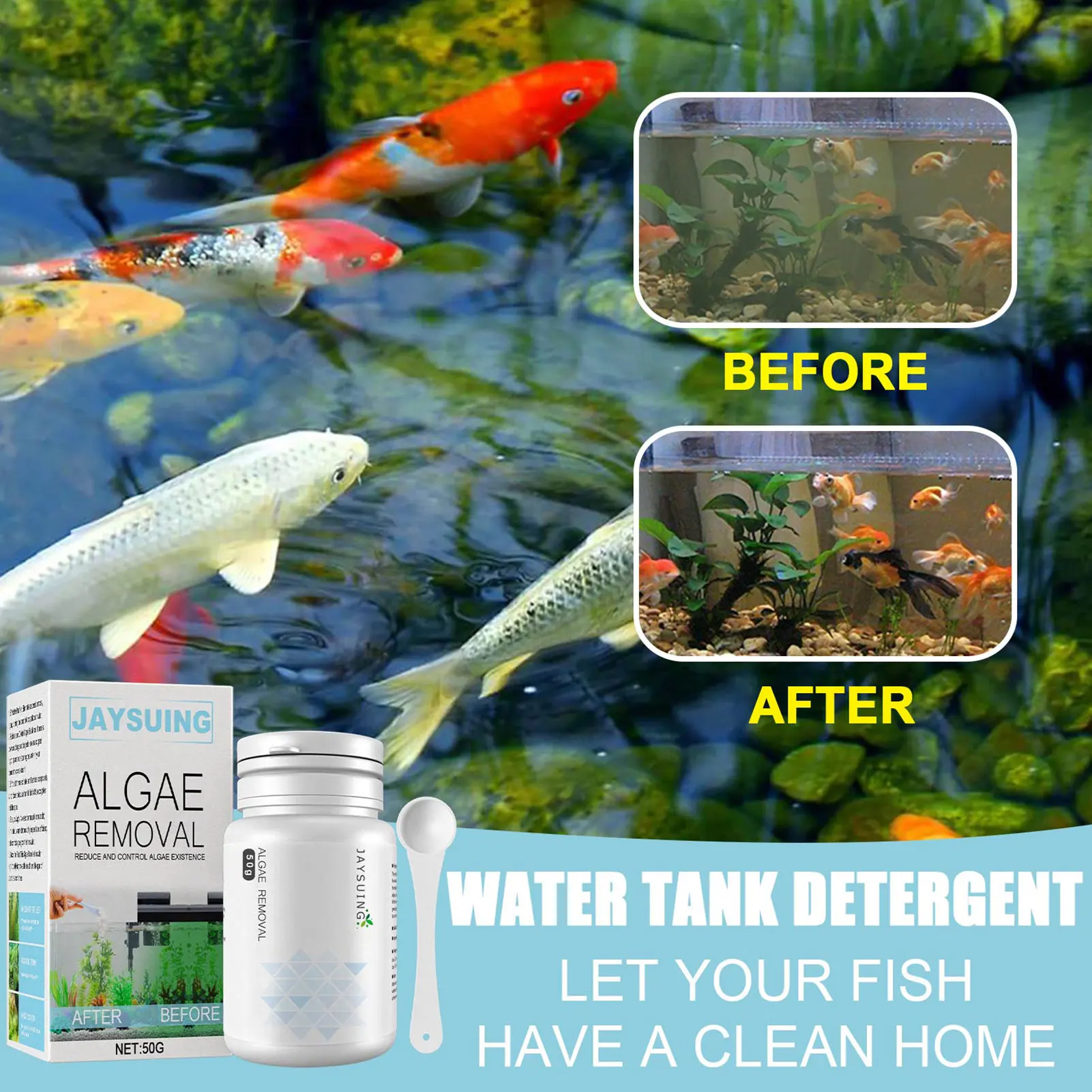 Algae Repellents Agent High Efficient Fish Tank Pond Cleaner Algae Removal For Water Garden