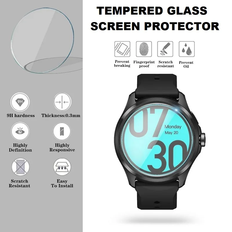 5-Pack Smart Watch Tempered Glass Screen Protector - HD Clear Protective Film