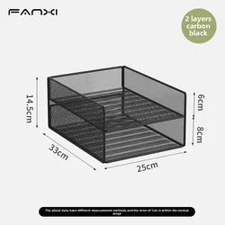Enhanced Desk Organizer, 4 - Tier Paper Storage Tray, Office and Classroom Organizer - Black (2 - Tier - Black)