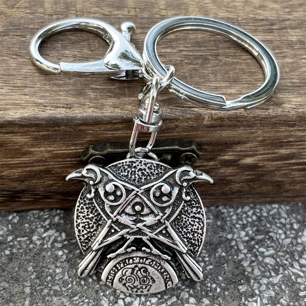 Nostalgia Odin Raven Portachiavi Viking Corvi Sleipnir Horse Futhark Rune Gadget Per Uomo Donna Portachiavi