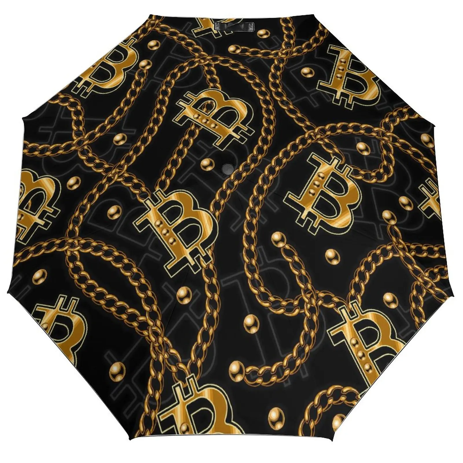 

Золотистый фотозонт, автоматический зонтик для защиты от УФ-лучей, Элегантный легкий зонт для террасы с рисунком