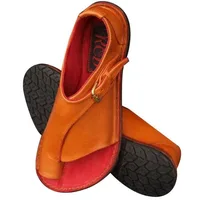 Femmes sandales chaussures d'été pour femmes rétro en cuir PU Peep Toe femmes pantoufle 2025 nouvelle plage boucle sangle plat Sandalias De Mujer 4