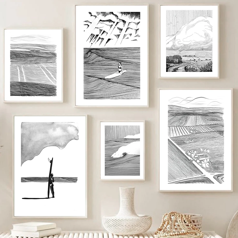 Denmark Nature Beach Wheat Farm Coastal Wall Art Canvas Painting Nordic Posters And Prints Pictures For Living Room Decor |