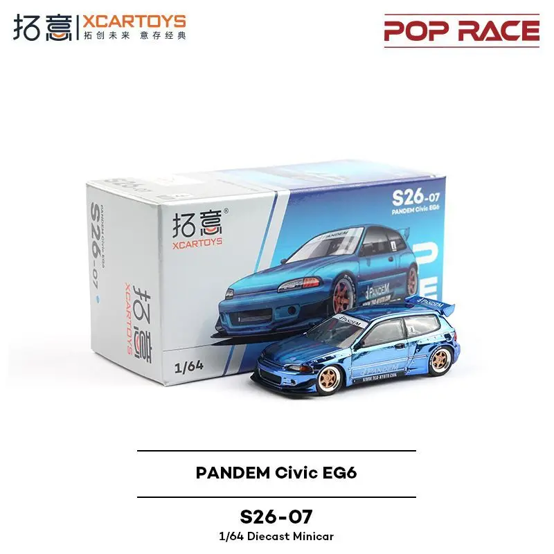 POP RACE 1:64 혼다 PANDEM 시빅 EG6 해치백 슈퍼카 합금 다이캐스팅 자동차 모델 컬렉션 선물