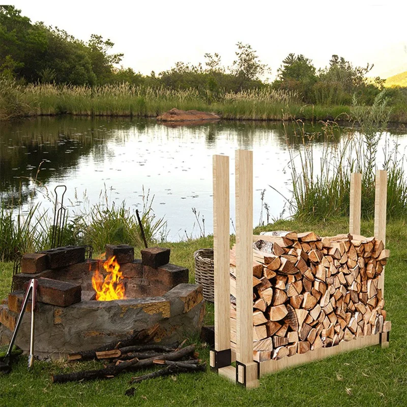 

Firewood Rack Outdoor Fire Log Holder Storage Heavy Duty Steel Firewood Rack Bracket Kit For Outdoor