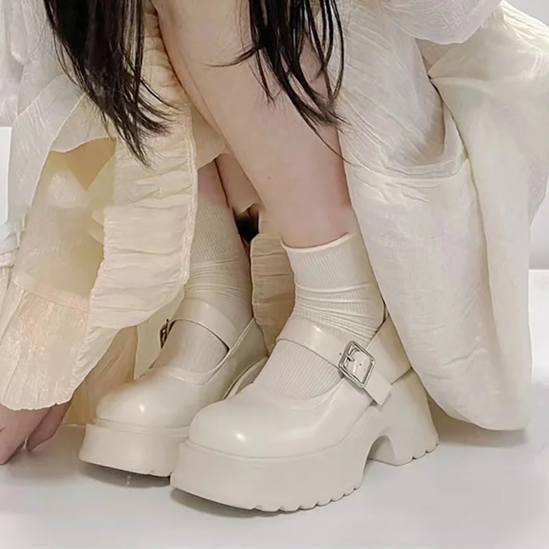 

Girls JK Mary Janes Women Platform High Heels Lolita Shoes College Student Pumps 2023 Autumn New Thick Sole Thick Heels