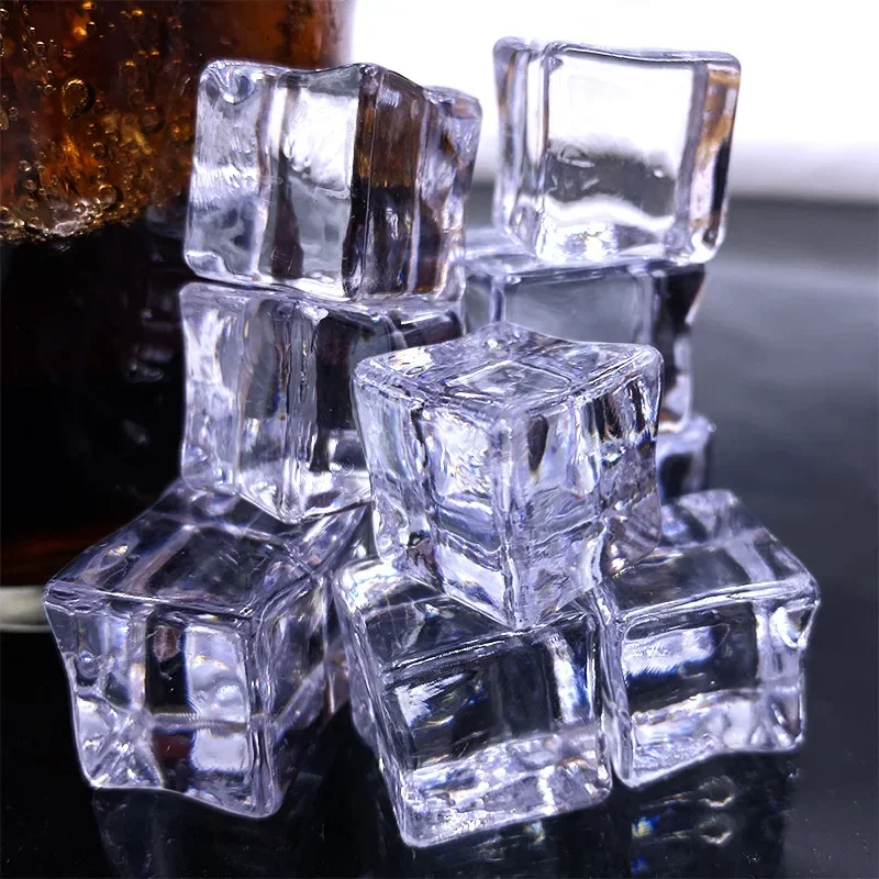 Artificial Acrylic Square Shape transparency Ice Cubes 10pcs 20mm food model food photography props kitchen food toys table decoration For Birthday Party Dining table decoration Photography Props