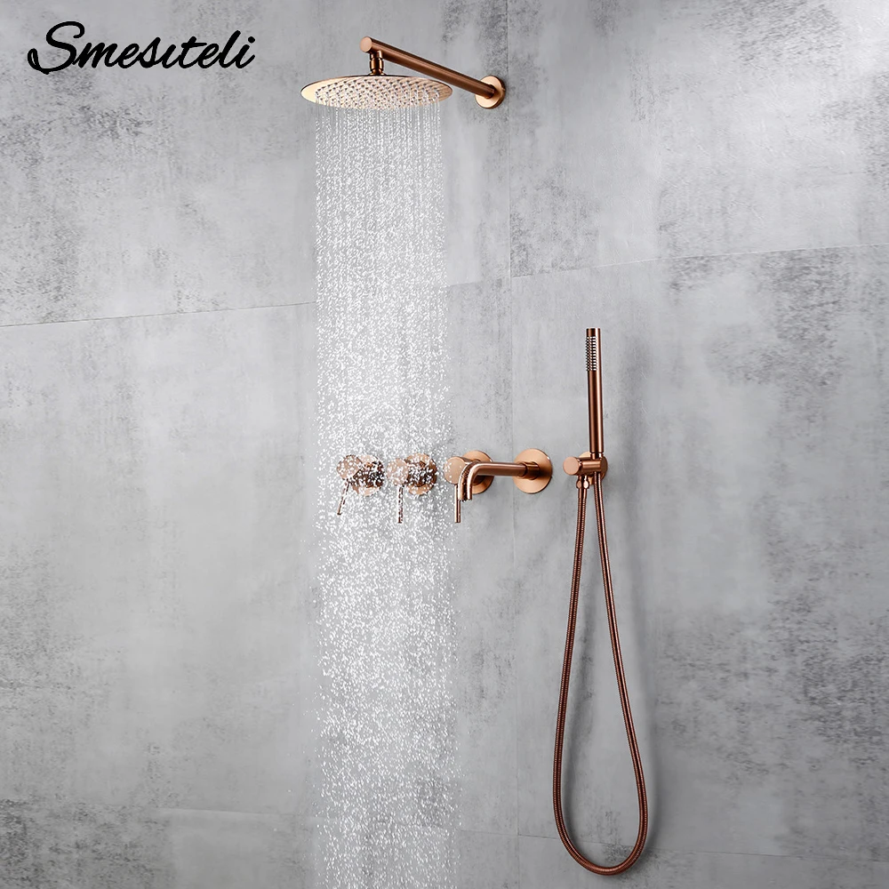 ระบบก๊อกน้ำอ่างอาบน้ำชุด Tap ห้องน้ำ Rainfall Headshower ร้อนและเย็นชุดทองเหลือง Handshower Smesiteli 1