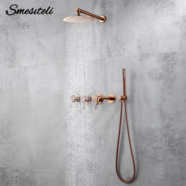 ระบบก๊อกน้ำอ่างอาบน้ำชุด Tap ห้องน้ำ Rainfall Headshower ร้อนและเย็นชุดทองเหลือง Handshower Smesiteli 1