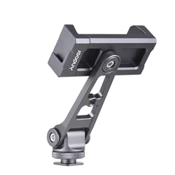 Andoer Multi - functional Aluminum Alloy 360° Rotatable Phone Clamp with Dual Cold Shoe Mounts (Phone Clamp)