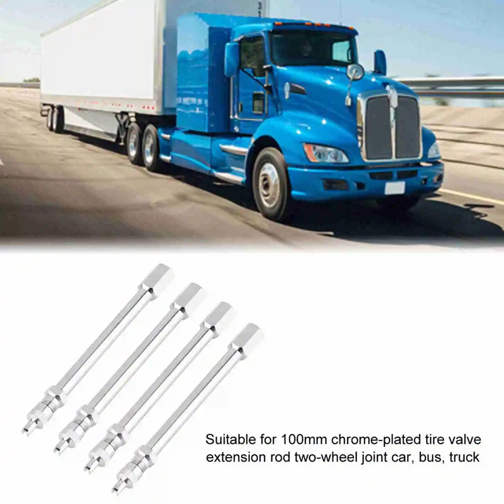 100mm Chrome Tyre Valve Extension Rod Wheel Adapter Car Truck Lorry Chrome Tyre Valve Extension 100mm