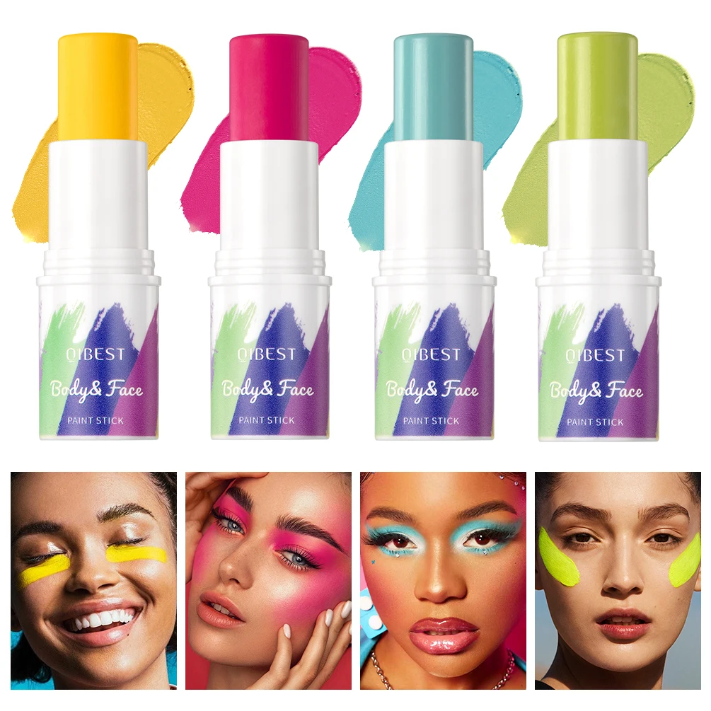 

QIBEST 2024 New Colorful Body Paint Stick Washable Long-Lasting Makeup Athletes Eye Face Painting Stick Pen Cosmetic For Cosplay