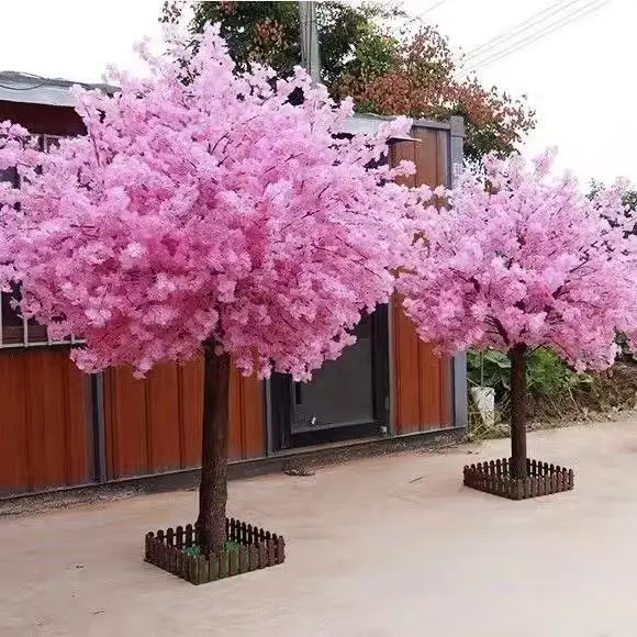 Albero di ciliegio artificiale in fiore - Acero finto per interni con tronco in legno naturale e