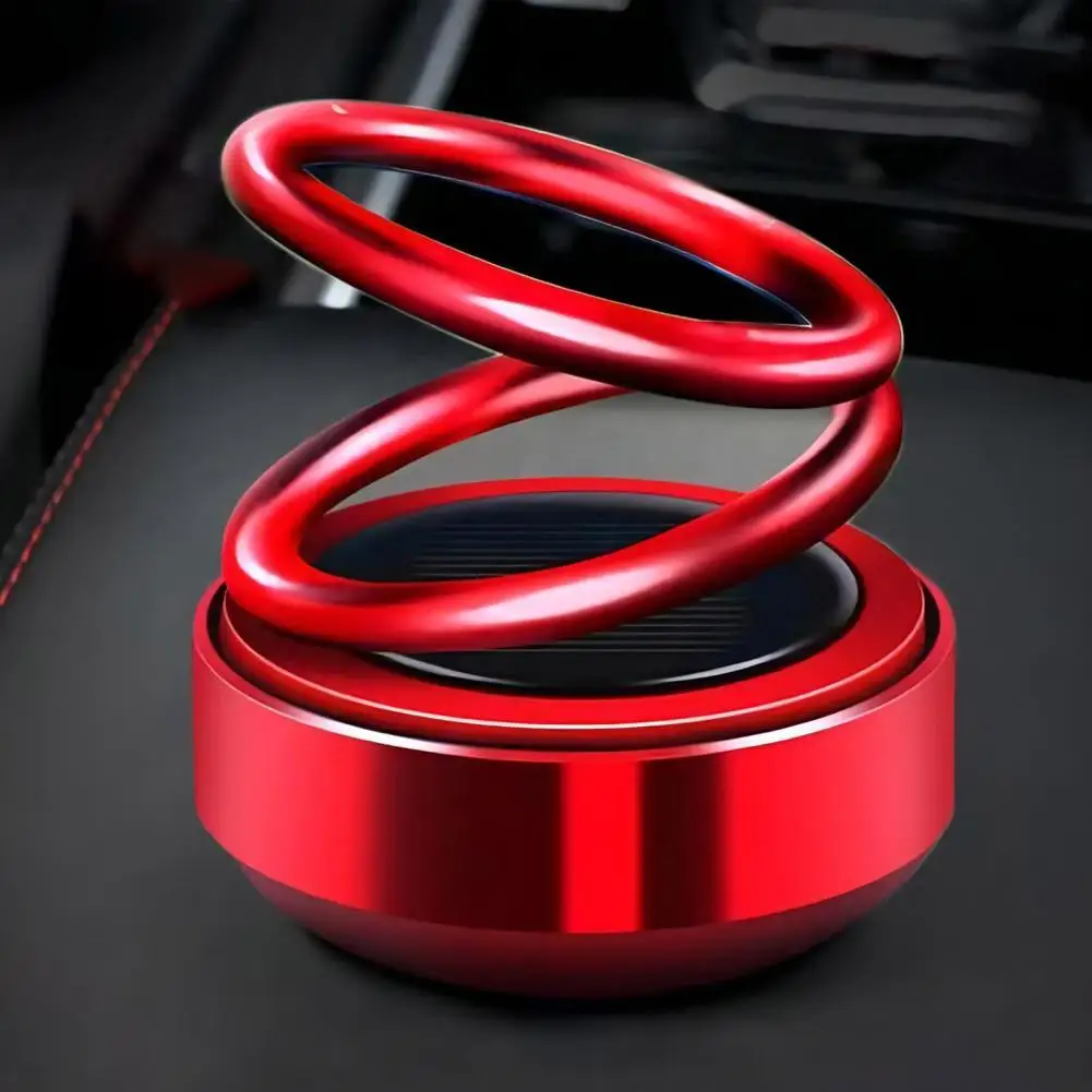 Car Air Freshener Solar Powered Double Rings Suspension Long Lasting Fragrance Deodorant Auto Aromatherapy Diffuser Ornament Int