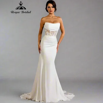Abito da Sposa Roycebridal con Corsetto in Pizzo Trasparente, Vestito da Sposa a Sirena Aderente, Vestido De Novia con Ricami Floreali Personalizzati
