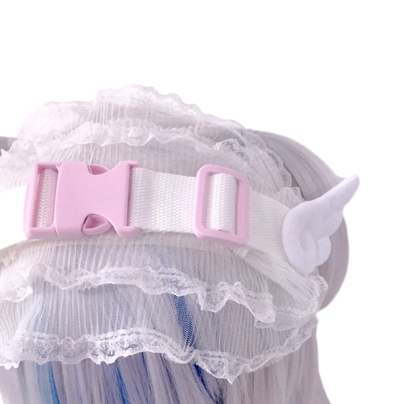 

Pink Ruffled Lace Trim Headband Subculture Gorgeous French Headwear Headwrap Maid Headwear Accessories Dropship