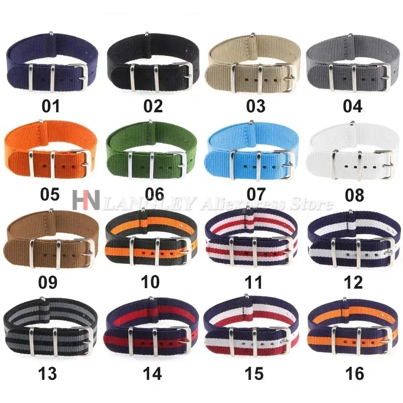 Nylon Army Sports Black Watch Strap - Fabric Band with Buckle