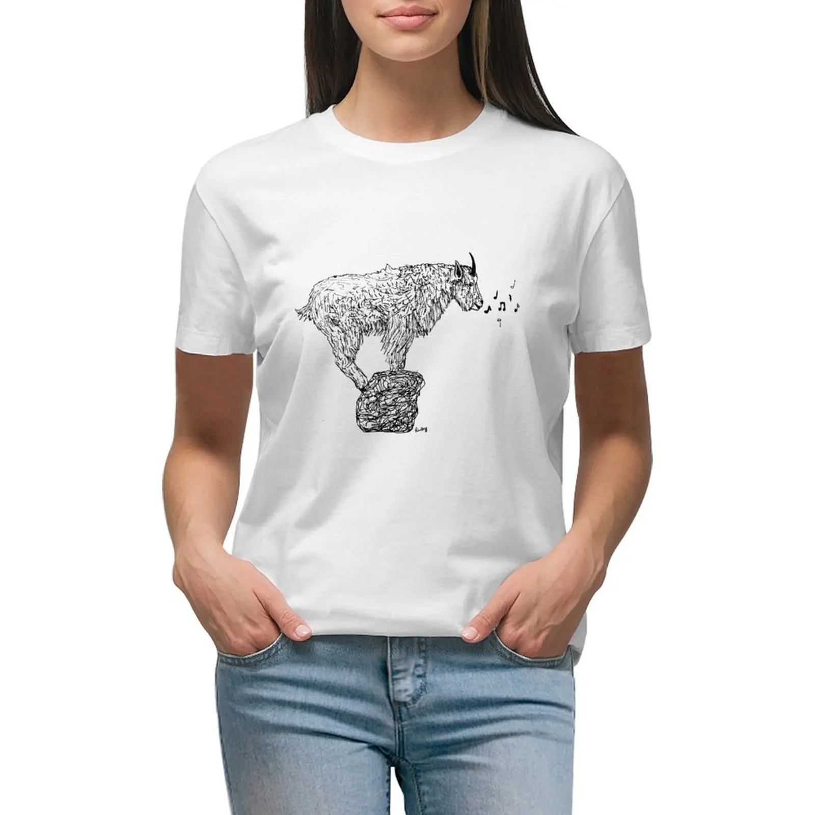 

A Mountain Goat T-shirt female oversized kawaii clothes cotton t shirts Women