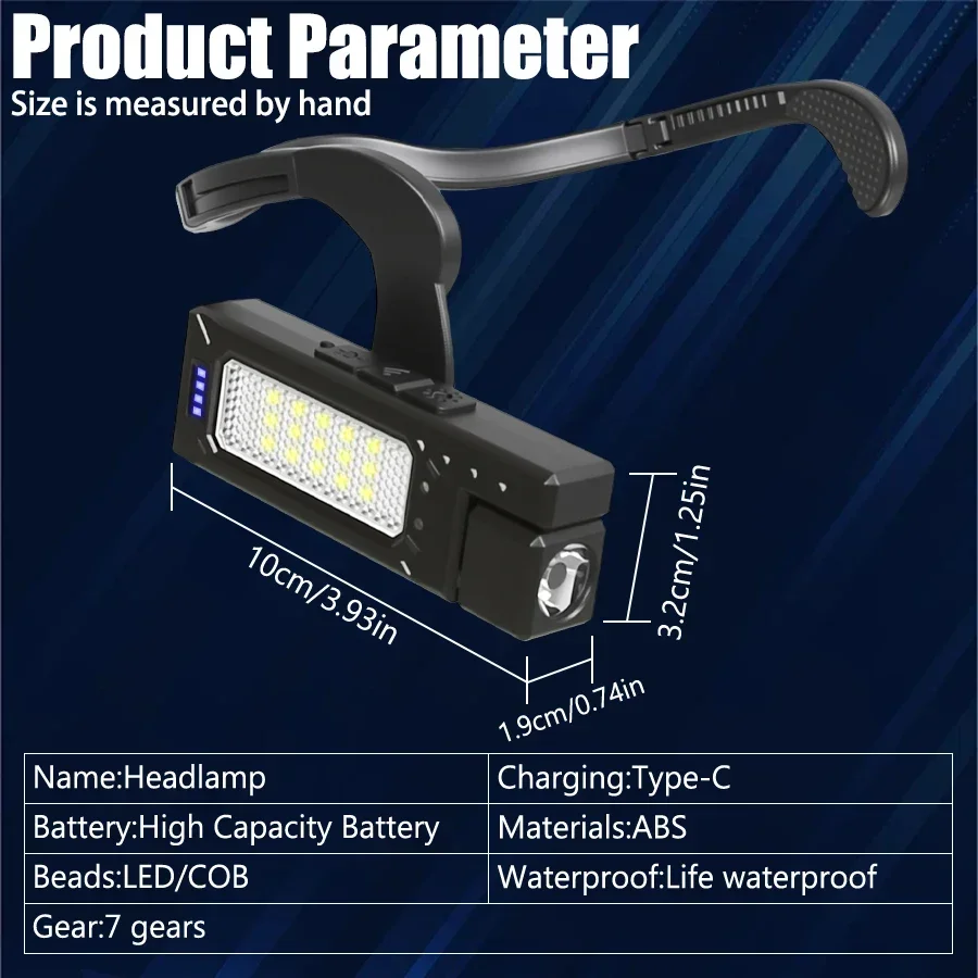 Ear-hanging headlamp 1000 lumens motion sensor LED 5 modes red light for hands free camping running repair 2025