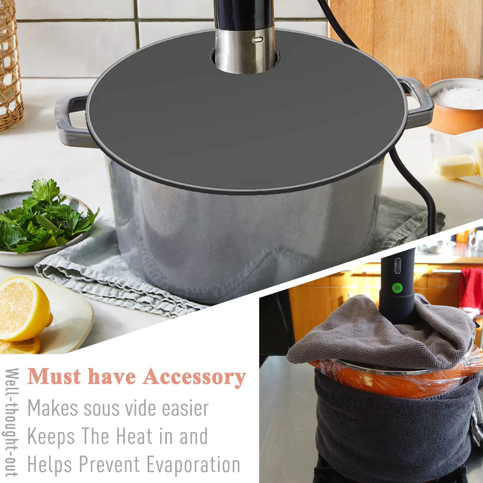 Sous Vide Silicone Lid Cooker Silicone Lids Sous Vide Lid Fits Precision Cooker Retain Moisture And Flavor