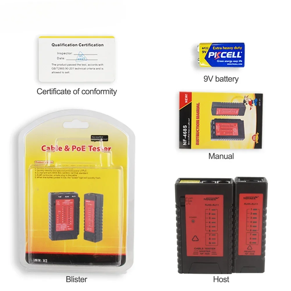 NOYAFA NF-468 Cable Tester Continuity Check for RJ11 RJ45 Multifunctional Quick Detection Automatic Cable Testing Tool