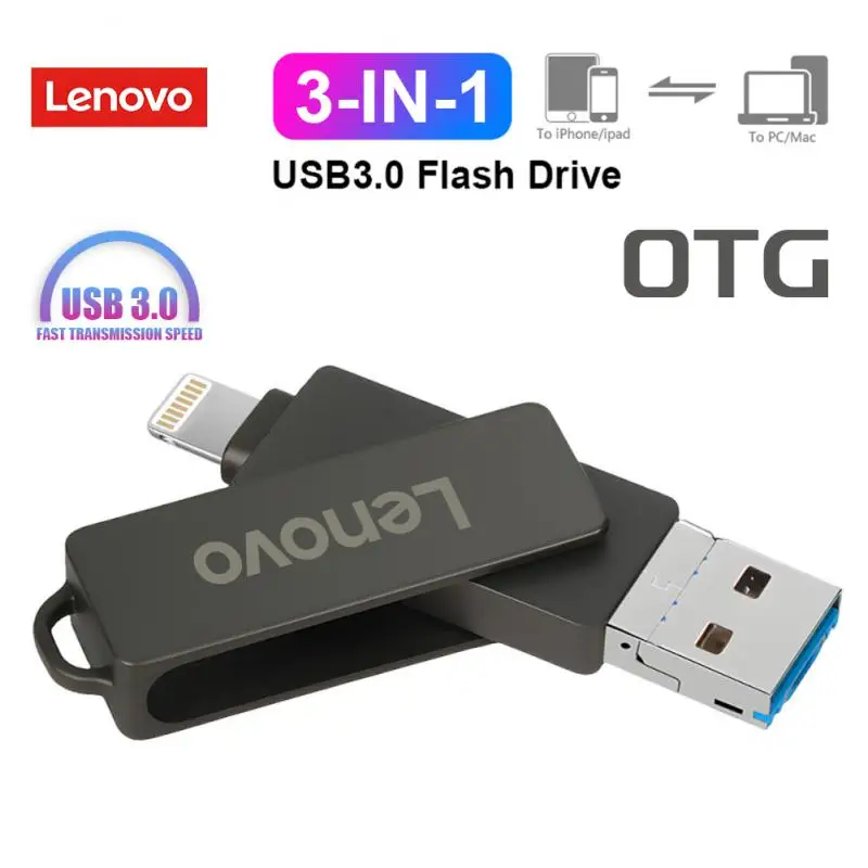 Lenovo Pen Drive 2Tb 1Tb Usb Flash Drive Per Iphone Otg Lightning Usb3.0 Metal Pendrive Memory Stick Ad Alta Velocità