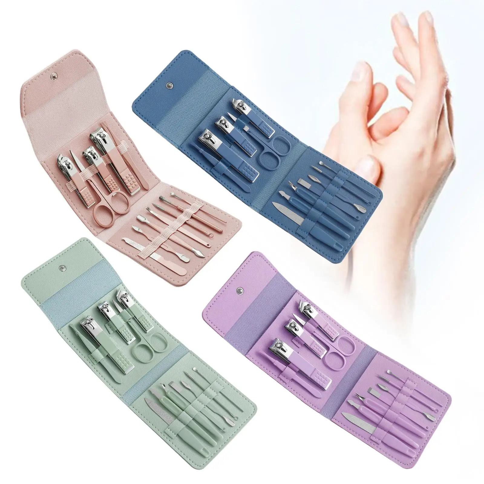 12Pcs/Set Manicure Set Household Scissors Nail Cutters with Travel Case 3